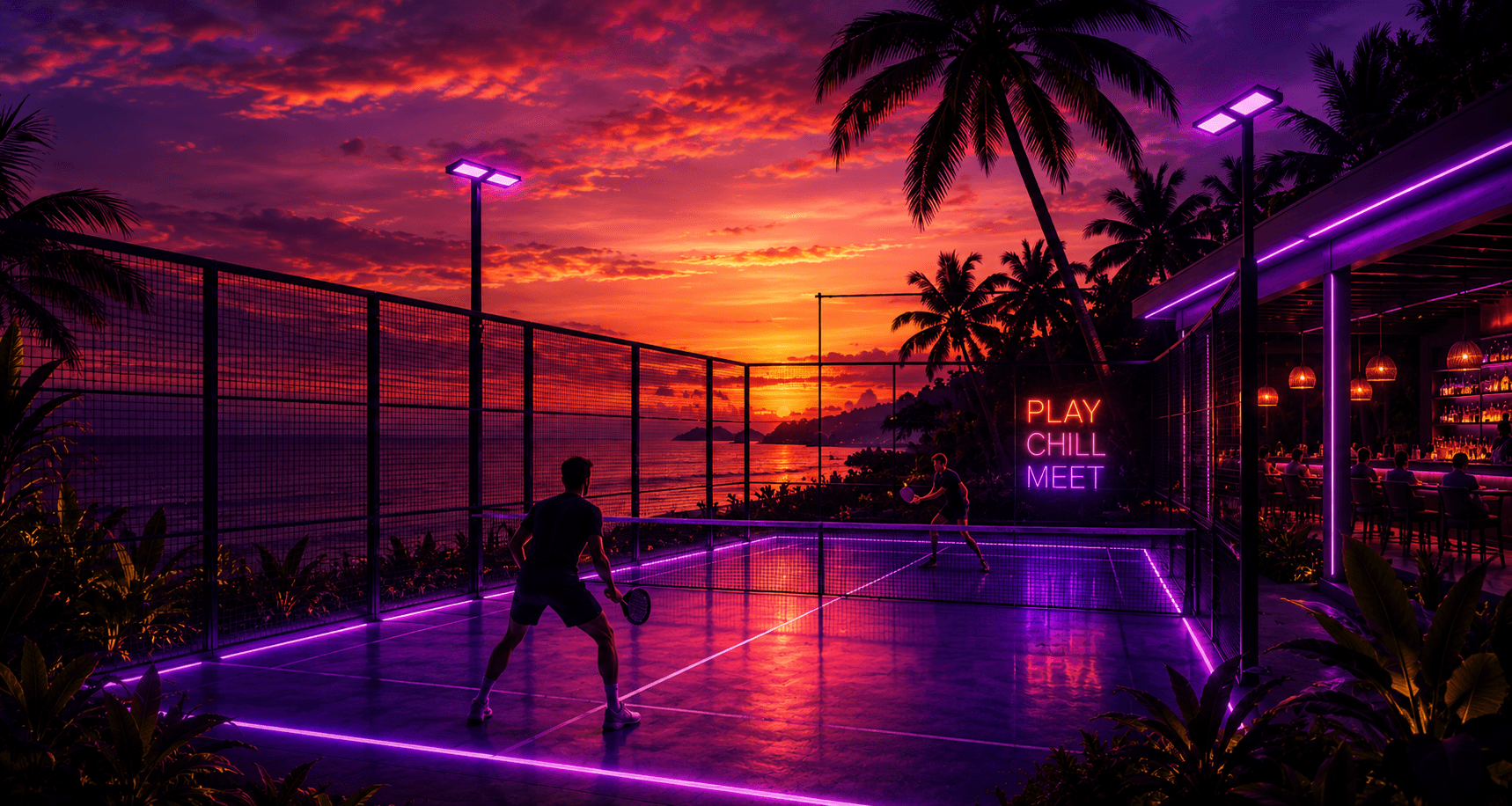 Padel court at sunset in Koh Samui